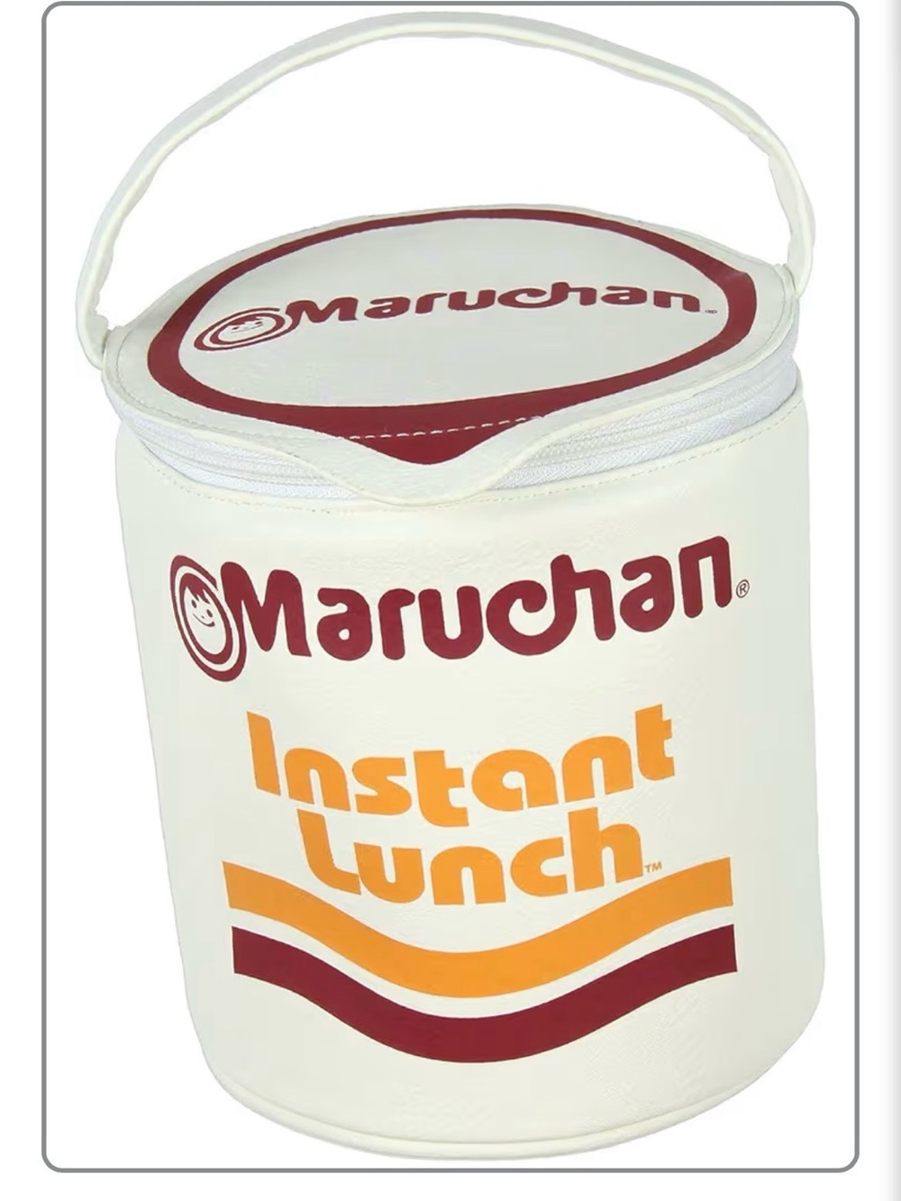 MAD Engine White Maruchan Instant Lunch Cooler Bag with Red and Orange Graphics